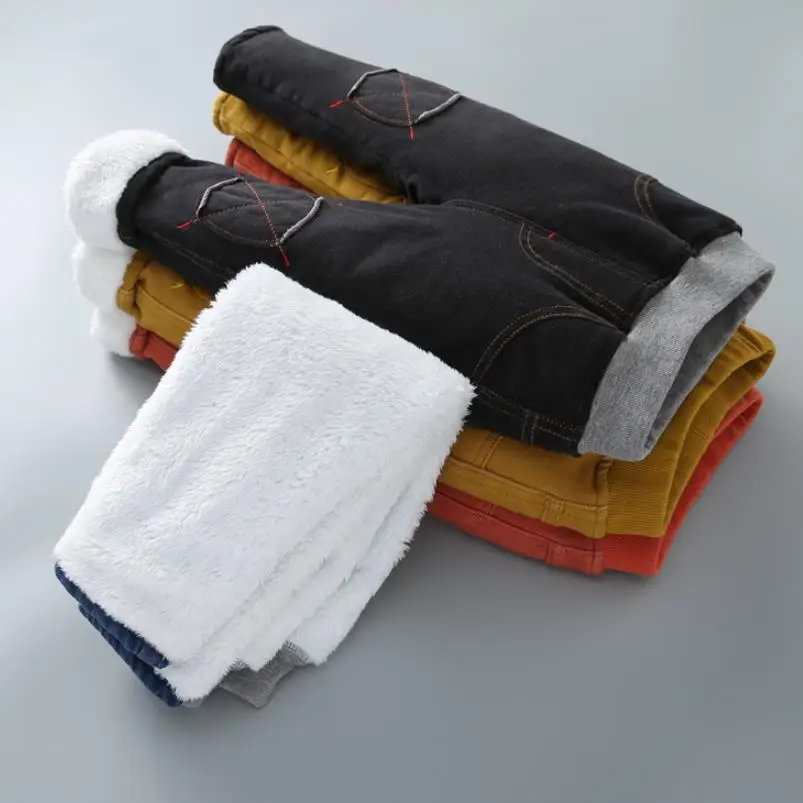 

Baby Boys fashion Winter Jeans Children thickening Plus Velvet patch Denim Pants 2020 New Kids Soft Cotton Warm Trousers1-5Y