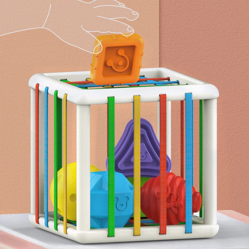 2021 Baby Shape Sorting Toy Motor Skill Tactile Touch InnyBin Soft Cube Montessori Educational Toys for 10 Months to 3 Years | Игрушки и