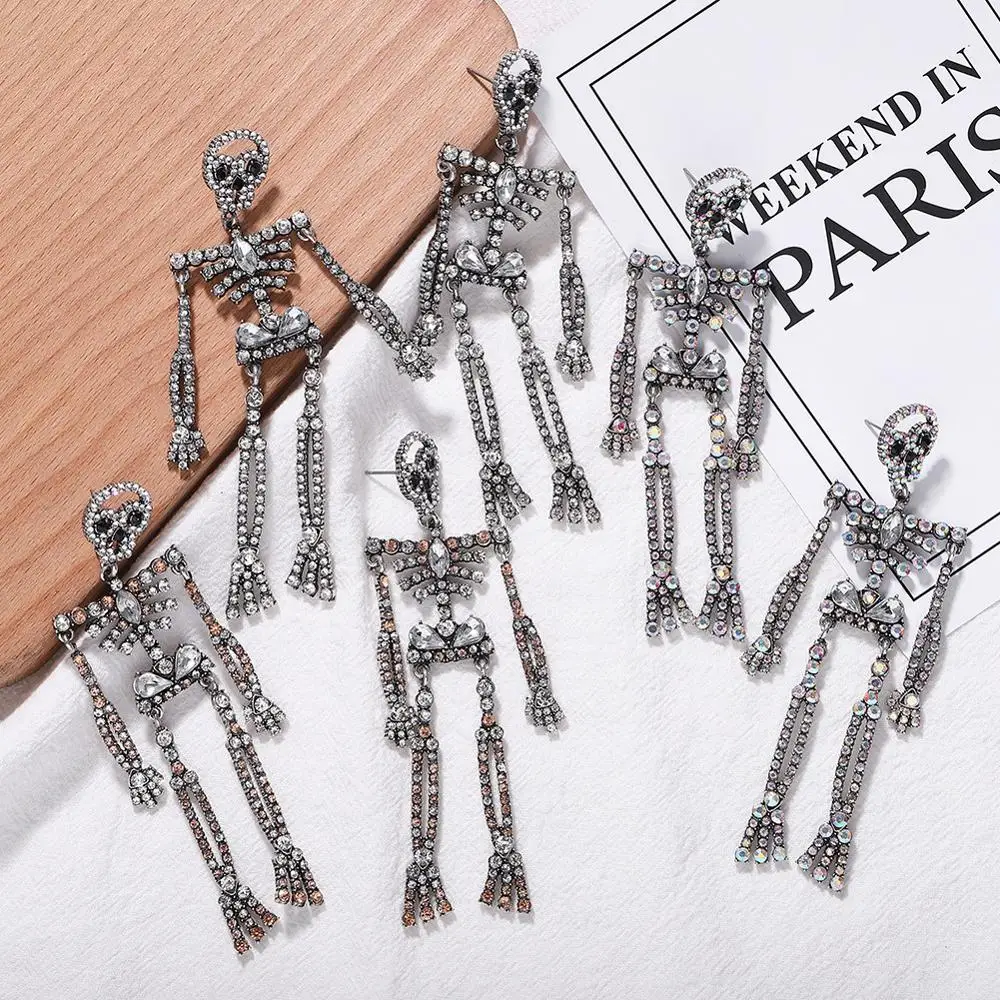 

Luxury Halloween Horror Ghost Dangle Drop Earrings Women Pumpkin Jewelry Skull Skeleton Statement Pendant Earrings