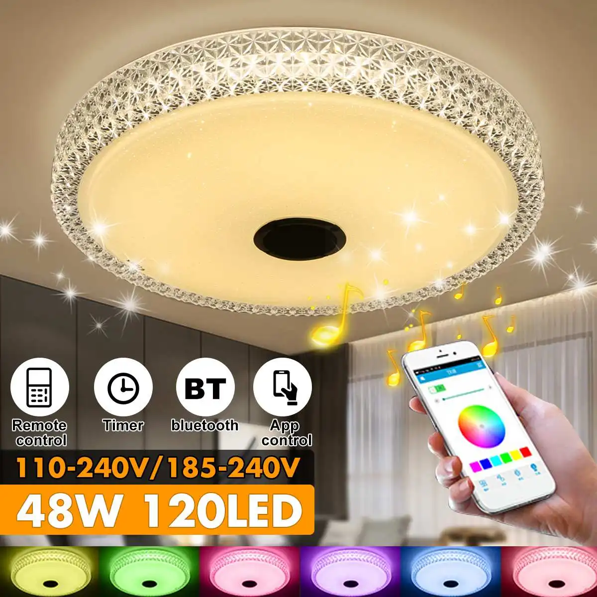 

Современный RGB светодиодный потолочный светильник 40 см, 220 Вт, освещение для дома, музыкальный светильник с APP bluetooth, лампы для спальни, умный ...