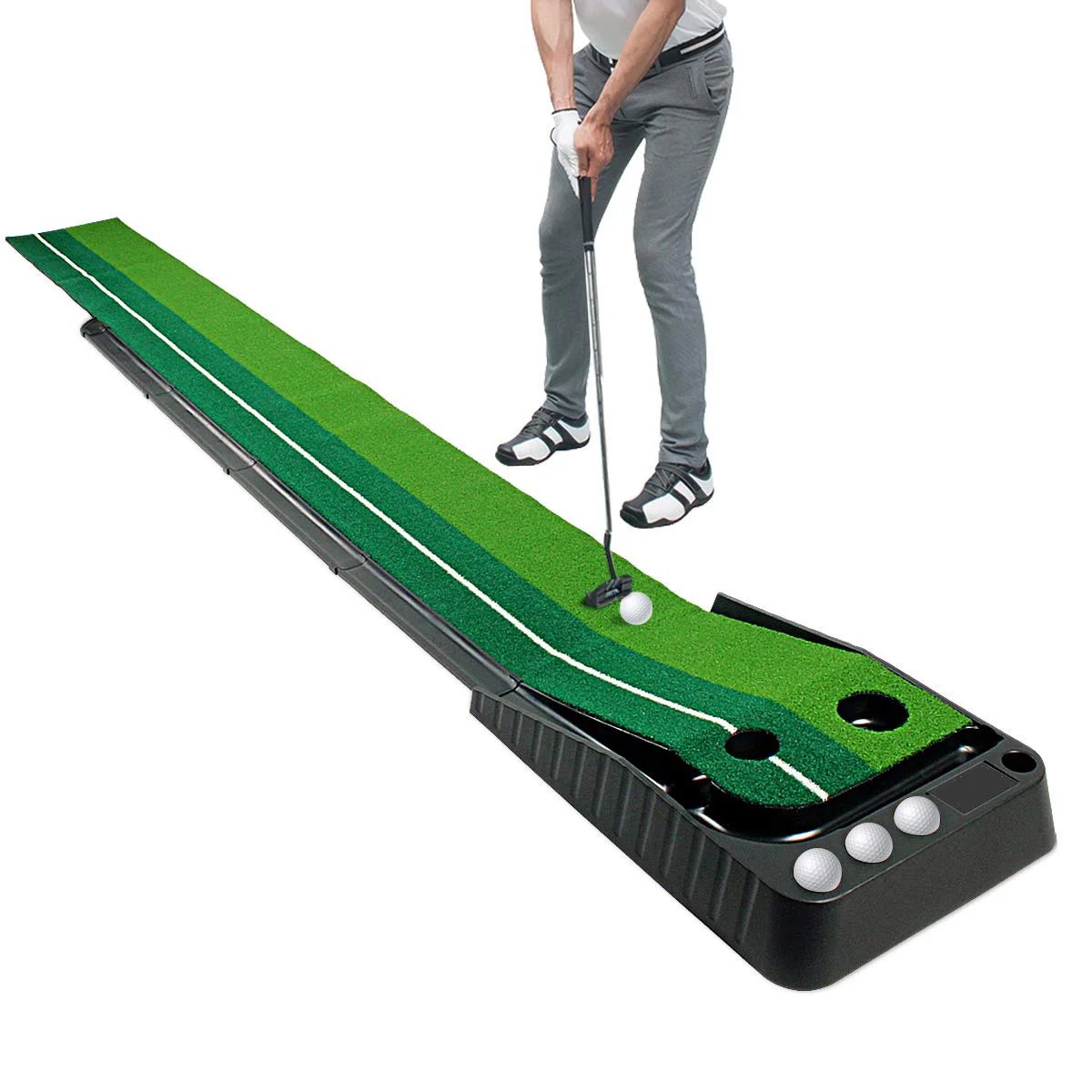 Satin Al Kapalı Golf Vuruş Yeşil Mat Otomatik Top Dönüş Sistemi Mini Golf Uygulama Eğitim Yardımları Golf Hediyeler Ev Ofis Için Arka Bahçe