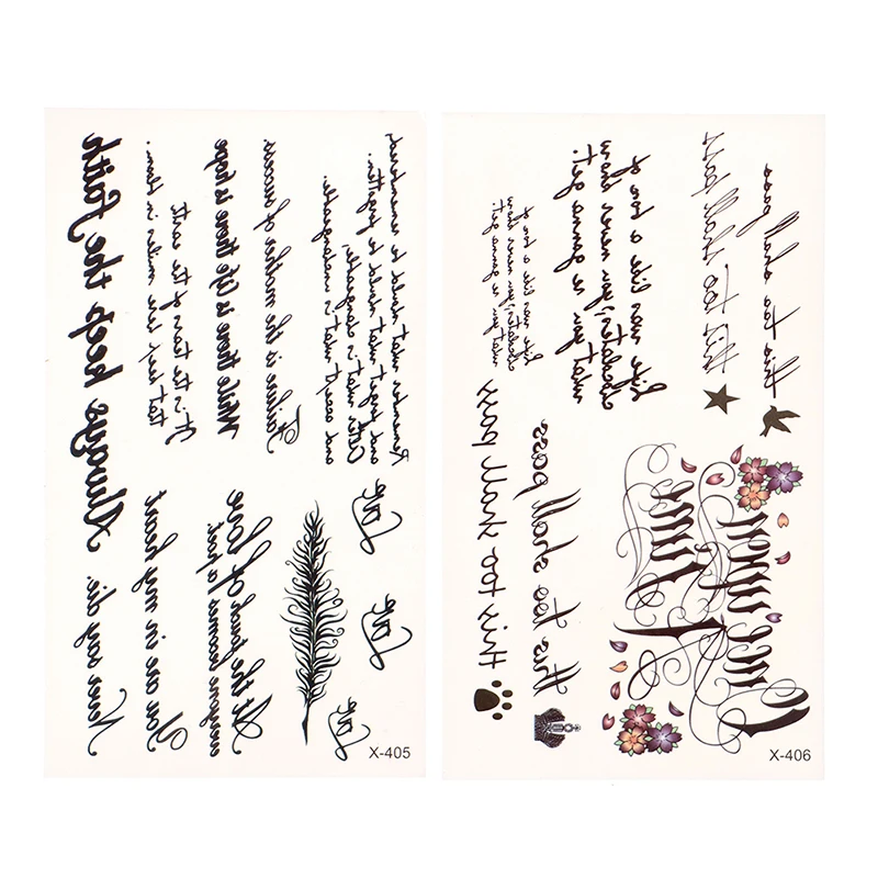 

1Sheet Women Men Fake Tattoo English Text Waterproof Temporary Tattoo Sticker