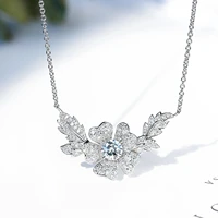 new ladies fashion zircon floral necklace simple temperament small flower necklace luxury ladies jewelry neckalce for woman