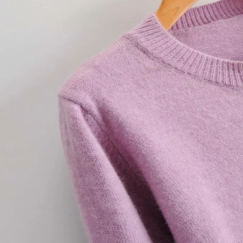 

Knitted Single Breasted High Waist Short Solid Women Sweater All-match 2020 Autumn Harajuku New Slim Button French Sweater Women