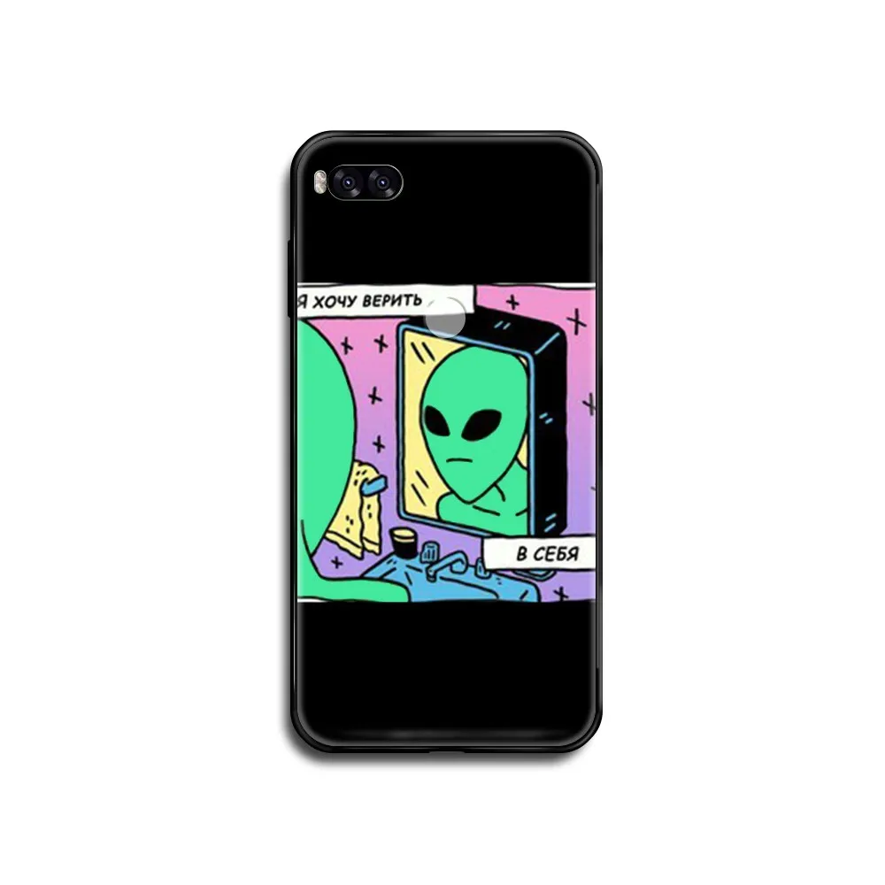 

Cartoon alien space trend cell cover black Phone case cover hull For Xiaomi Redmi Mi Note 3 5 6 8 9 A1 2 Max3 Mix2 X SE Lite Pro