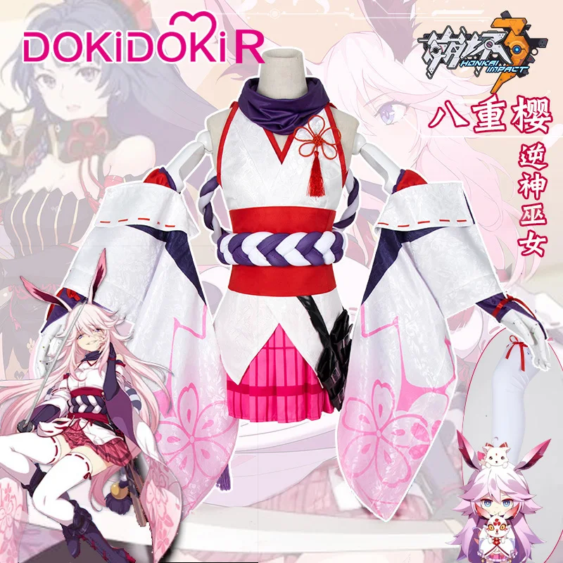 DokiDoki R Honkai Impact Yae Sakura женский костюм для косплея белый и красный 3 карнавальный