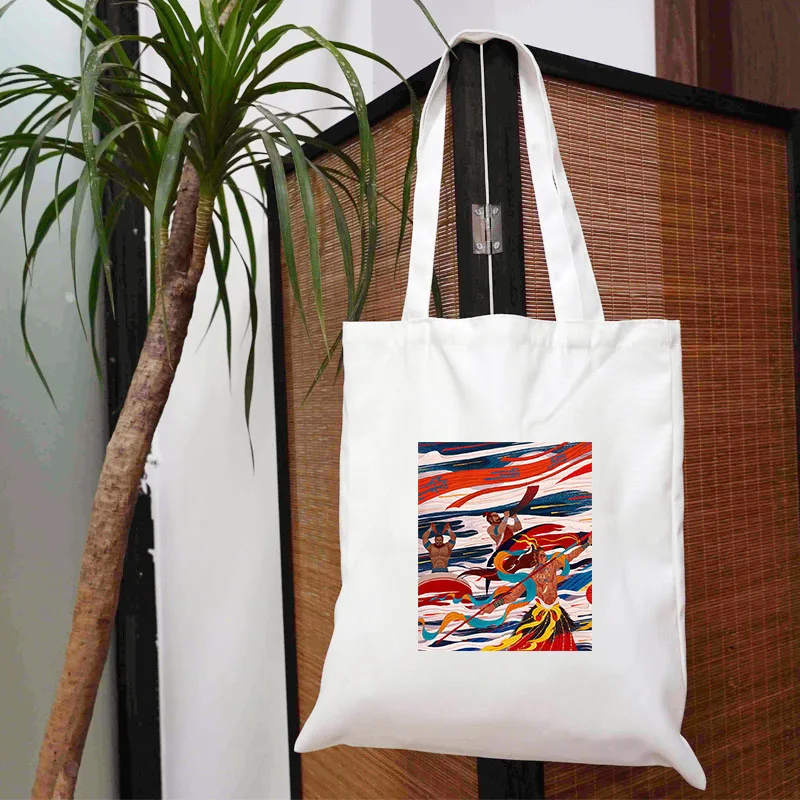 

Oil Painting Bags 2021 Customizable Tote Bag Shopping Canvas Shopper Fabric Folding Designer Handbags Women's Summer Beach Cloth
