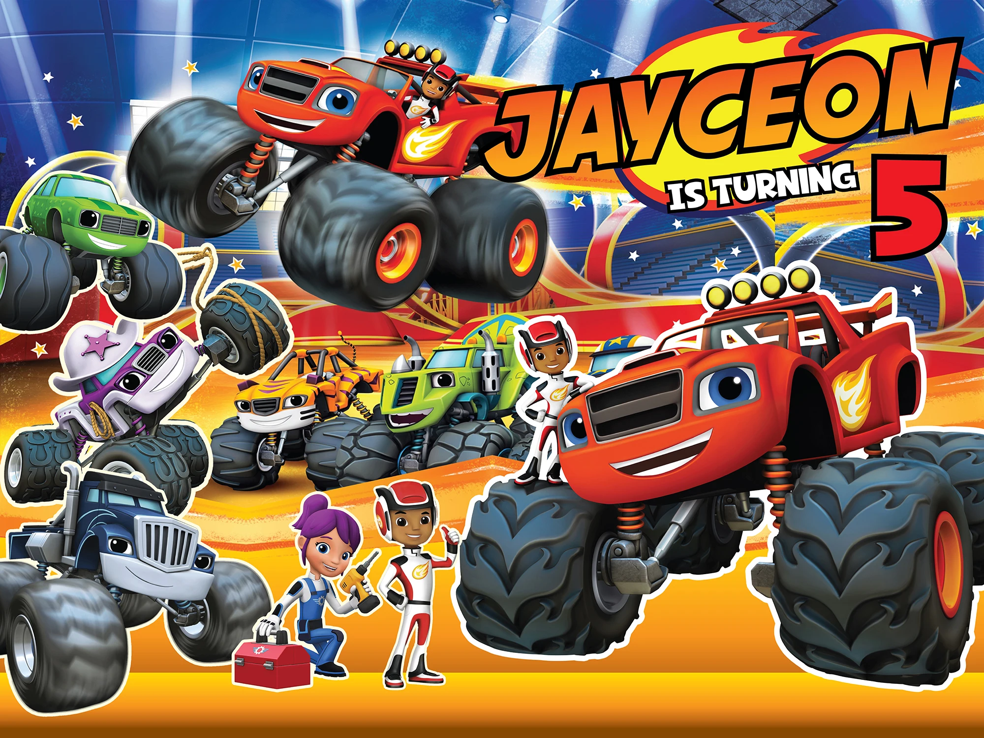 Фоны для фотосъемки с героями мультфильмов Blaze machine Truck Детские вечерние фоны на