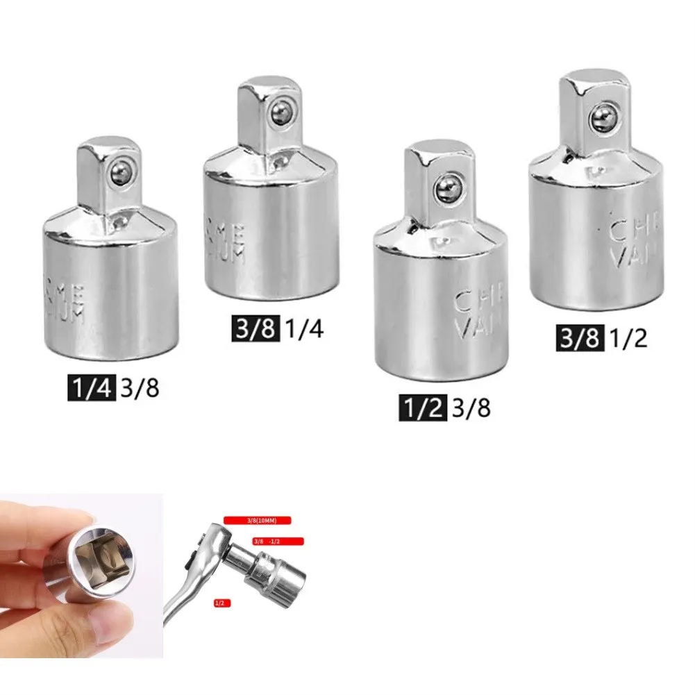 

4pcs 1/4 3/8 1/2 Drive Socket Adapter Converter Reducer Air Impact Socket Power Converter Plugs 2 Pin Socket Travel Fast Ship