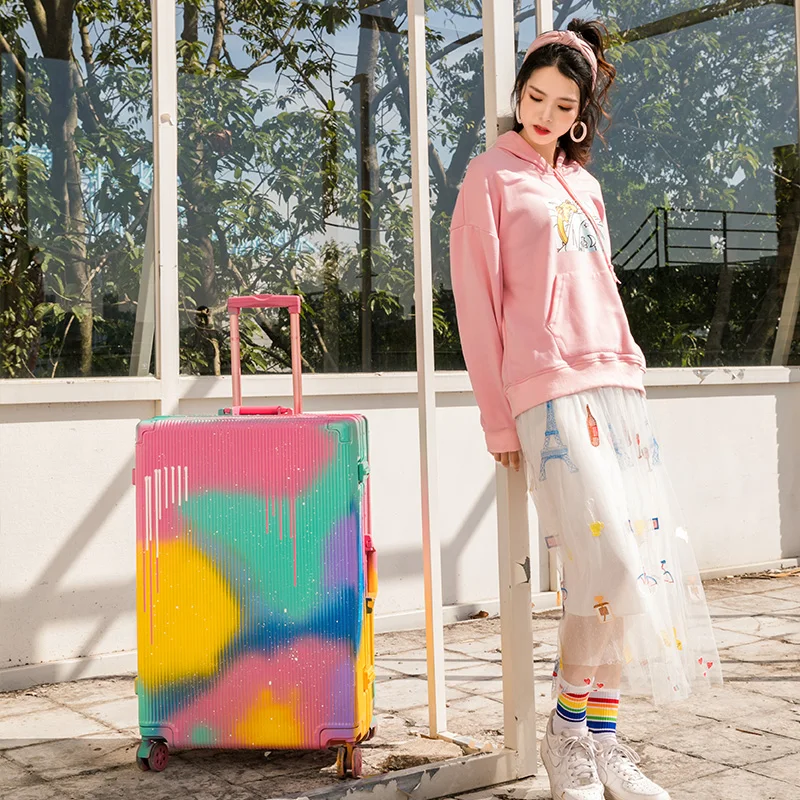 

Hand Painting Graffiti Travel Suitcase 20"24"26"28"Large Suitcases On Wheels Boarding Suitcase Password Box Hand Luggage Case