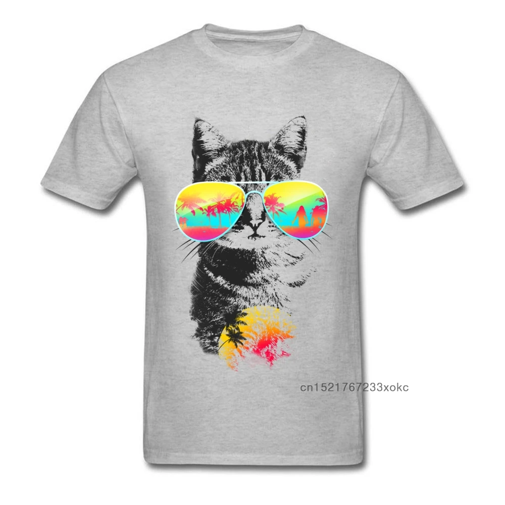 Пляжные солнцезащитные очки футболка с котом модная мужская одежда серые
