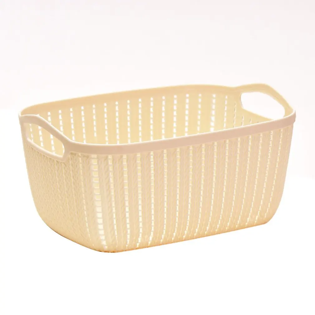 Креативная пластиковая ротанговая настольная корзина для хранения с ручкой