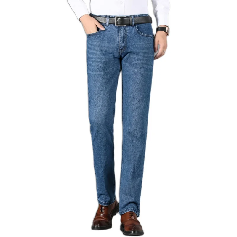 

Spring Autumn 2021 Men's Smart Elastic Jeans Business Fashion Straight Regular Stretch Denim Trousers Men Jeans Plus Size 29-40