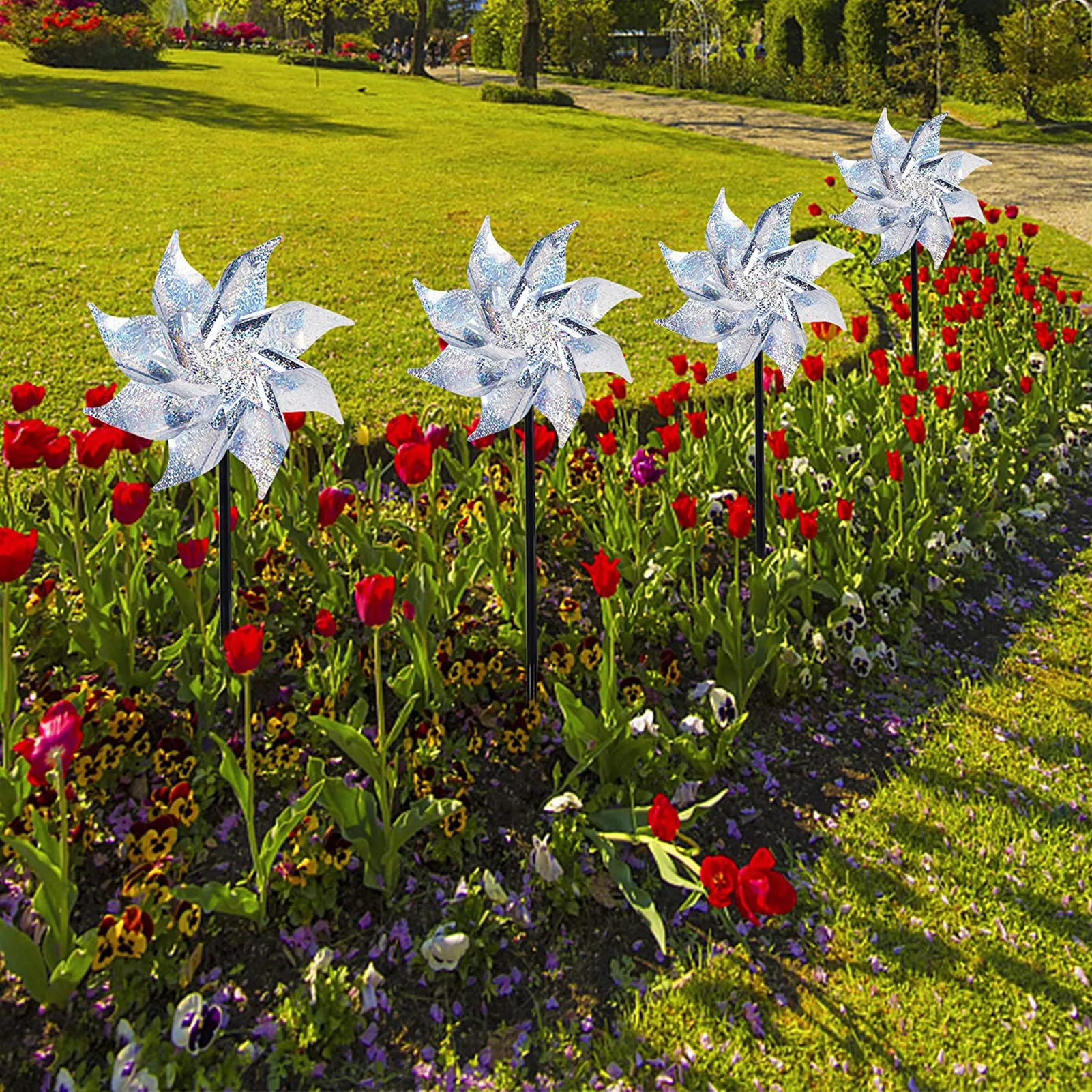 

1PCS Bird-reflecting Wind Spinner Garden Decorative Reflective Pinwheel