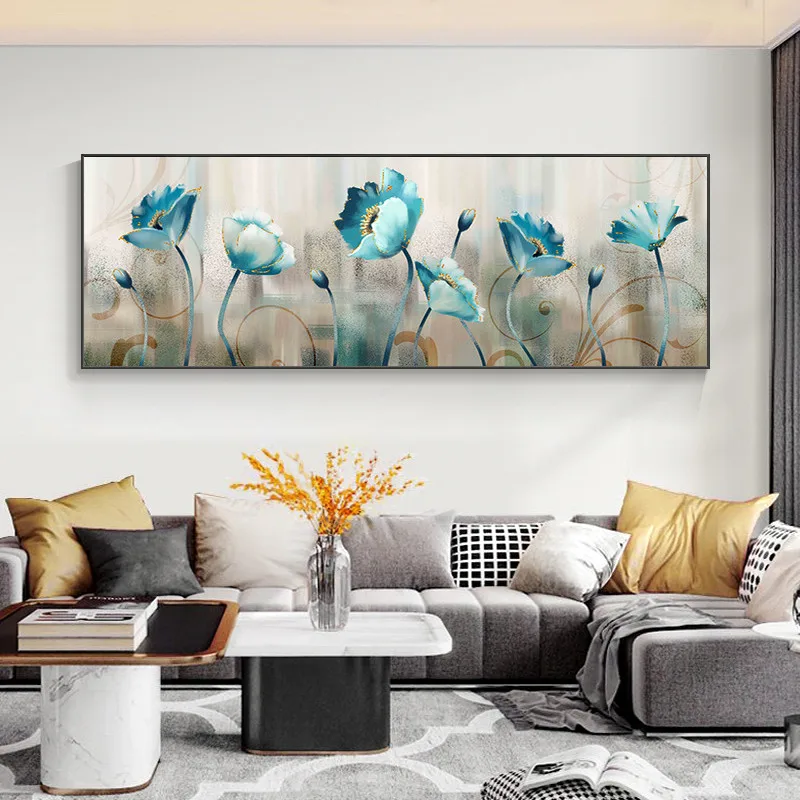 

Blue Flowers Abstract Canvas Paintings Flowers Quadro Posters Prints Cuadros Wall Art Pictures For Living Room Home Decoration