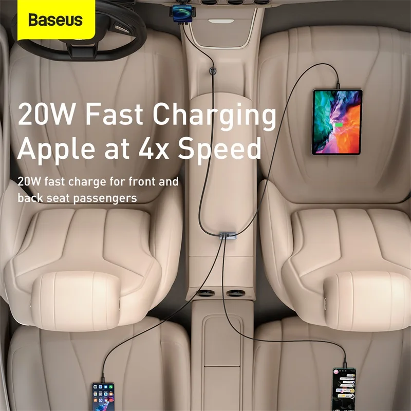 baseus 120w pd car charger quick charger qc 3 0 pd 3 0 for iphone 13 12 samsung type c usb charger portable usb phone charger free global shipping
