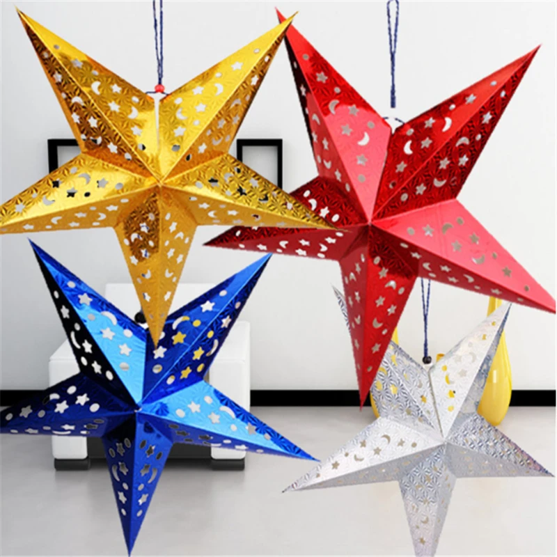 

Laser five-pointed Star 2021 New six-end Noon five-pointed Star KTV Kindergarten School Mall Suspended Ceiling Decoration