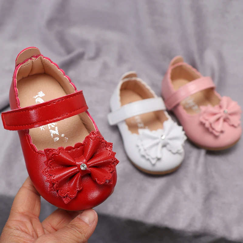 Девочки Обувь бант Принцесса обувь из искусственной кожи детская на плоской