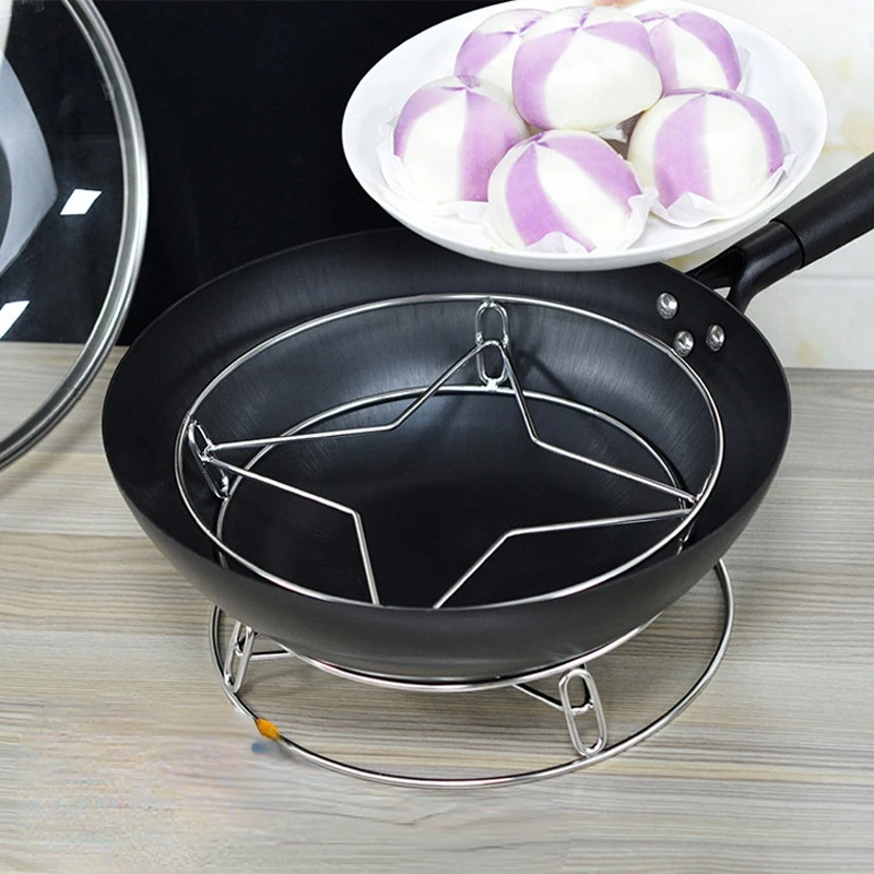 

Stainless steel pot rack Steaming pad Multifunctional Round kitchen storage