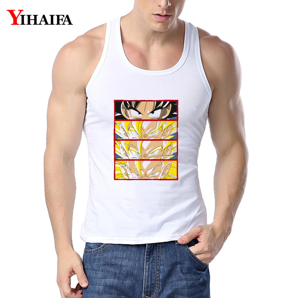 YIHAIFA летний спортивный костюм с принтом Dragon Ball Goku майка для бодибилдинга мужская
