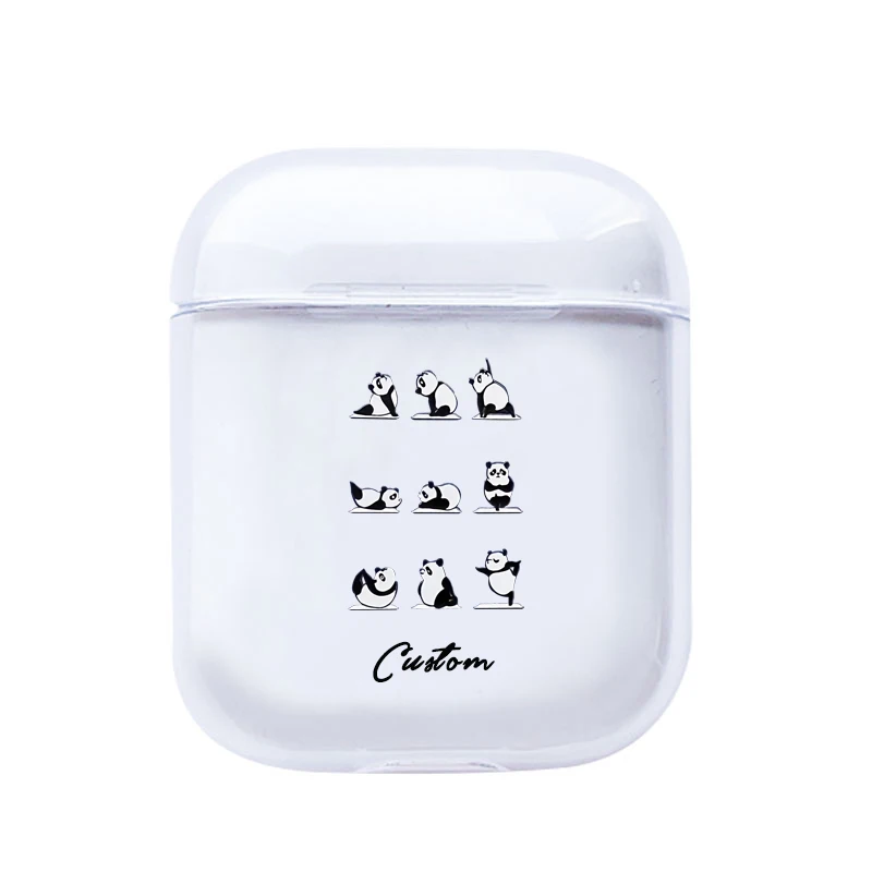 Прозрачные чехлы для Airpods Cute panda Custom Name прозрачные мягкие чехлы для AirPods Чехлы Защитные беспроводные наушники чехол - Цвет: DIY167
