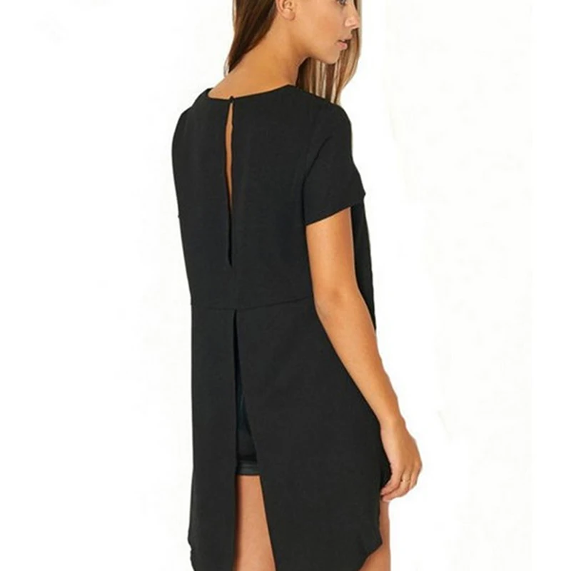 Женская футболка с высокой спинкой Повседневная Свободная разрезом сзади