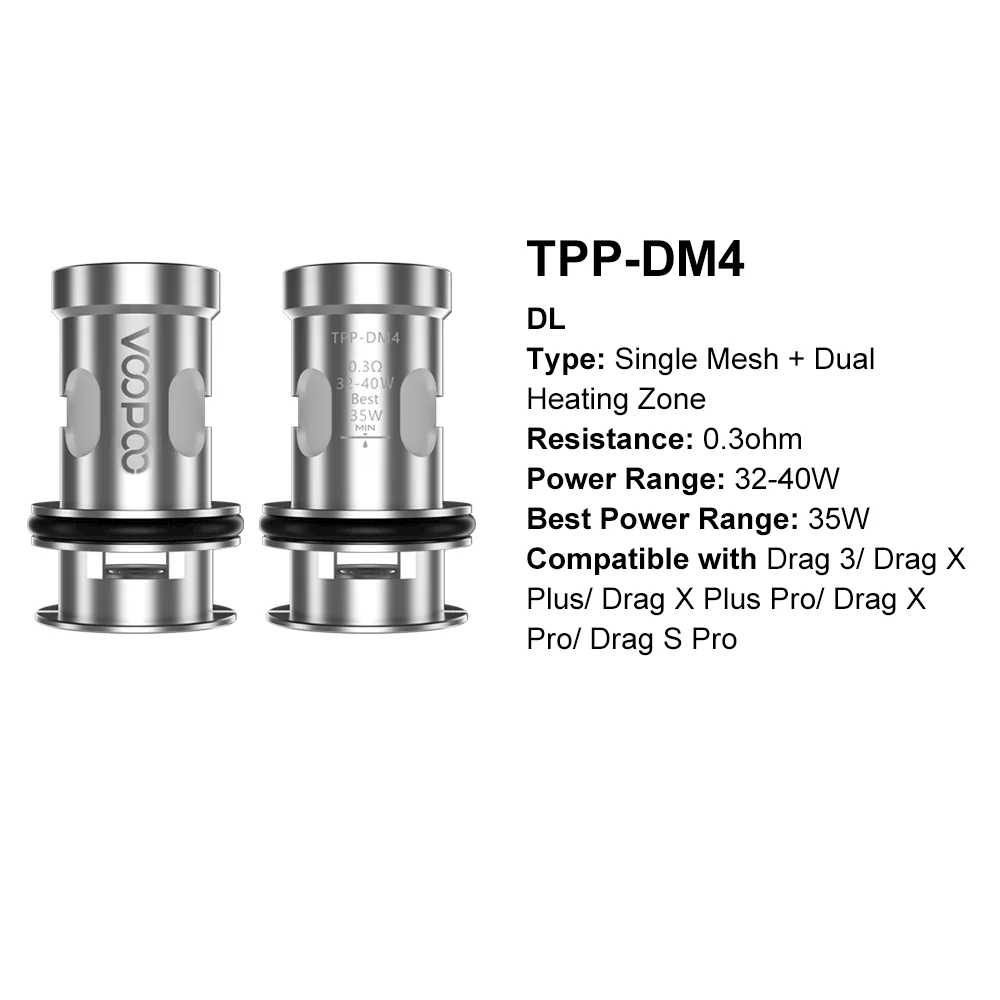 VOOPOO TPP DM4 сетчатые катушки Сопротивление ом DL 32-40 Вт Подходит для Drag 3 X S Pro Plus Mod W/TPP