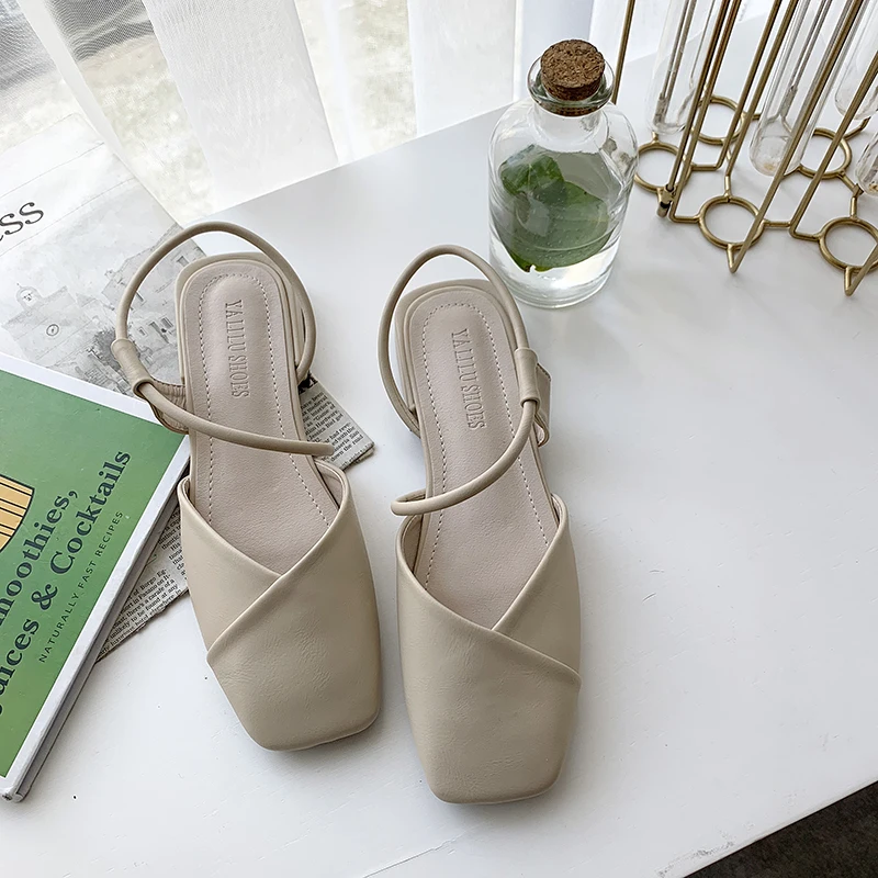 2021 модные новые женские пикантные туфли-лодочки с квадратным носком и ремешком