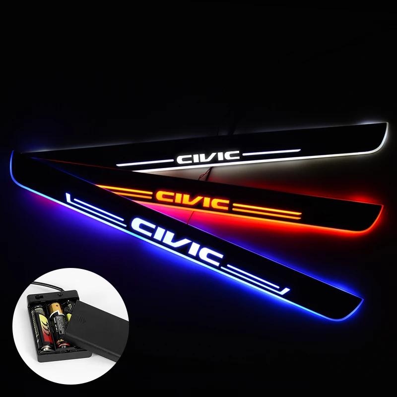 Светодиодный дверной порог для Honda Civic-, потолочный светильник, накладка, акриловая батарея, автомобильные дверные пороги, аксессуары