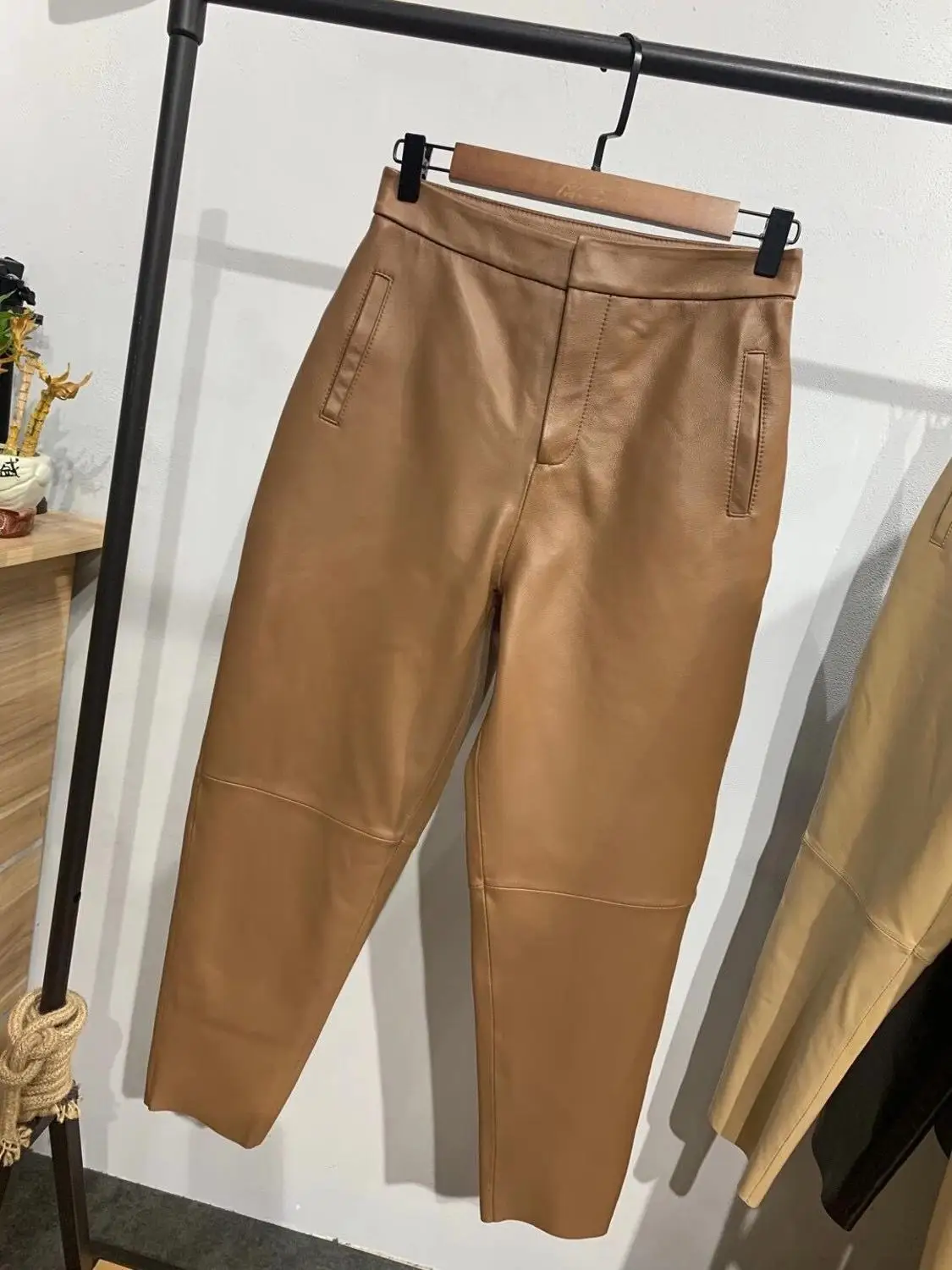 

Женские брюки, новинка 2021, уличная одежда, женские брюки, брюки-султанки из натуральной кожи, женские офисные брюки