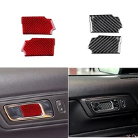 2pcs carbon fiber car door handle bowl stickers cover trim fit for ford mustang 2015 2020