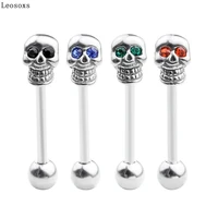 leosoxs 1 piece skull hypoallergenic stainless steel tongue nail piercing jewelry tongue rings