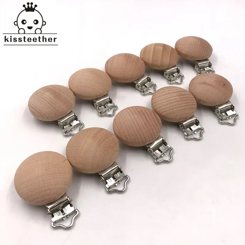20pcs Wooden Pacifier Clip Nursing Accessories Beech Pacifier Clips Chewable Teething Diy Dummy Clip Chains Baby Teether