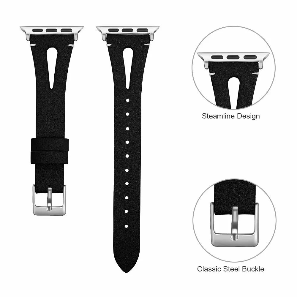 

Ремешок кожаный для Apple Watch Band, сменный Браслет для iWatch Apple Watch Series 6 SE 5 4 3, 38 мм 40 мм 42 мм 44 мм
