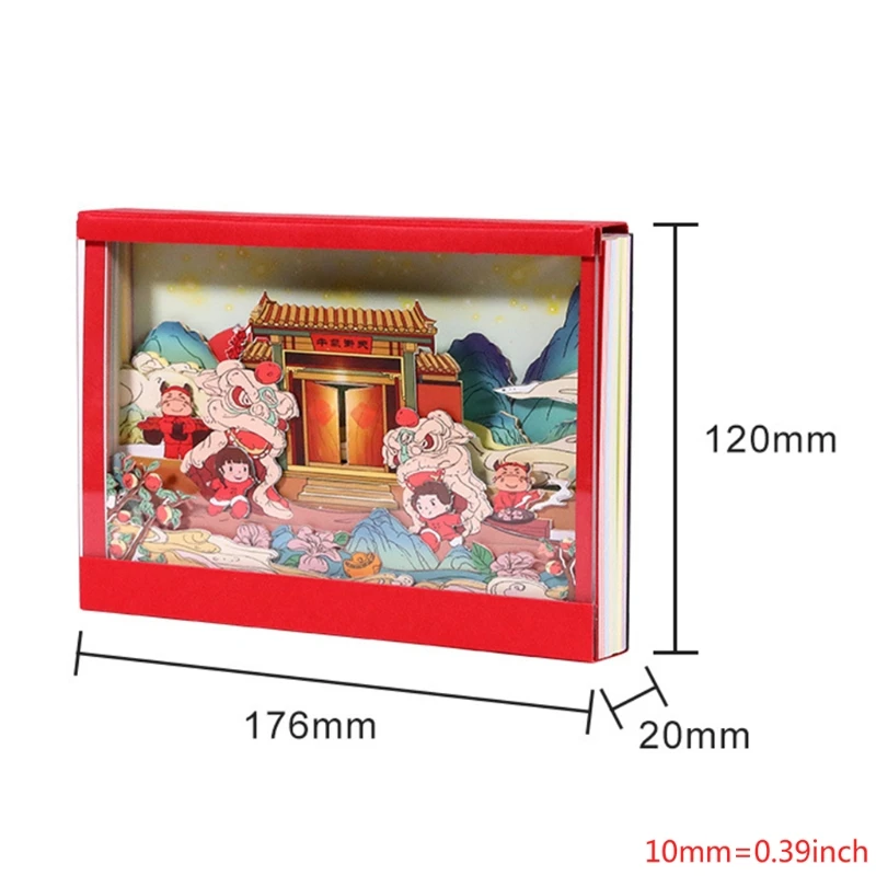

2021 Chinese New Year 3D National Tide illustration Hand Tear Desk Calendar Engraving Crafts Ornaments Decoration
