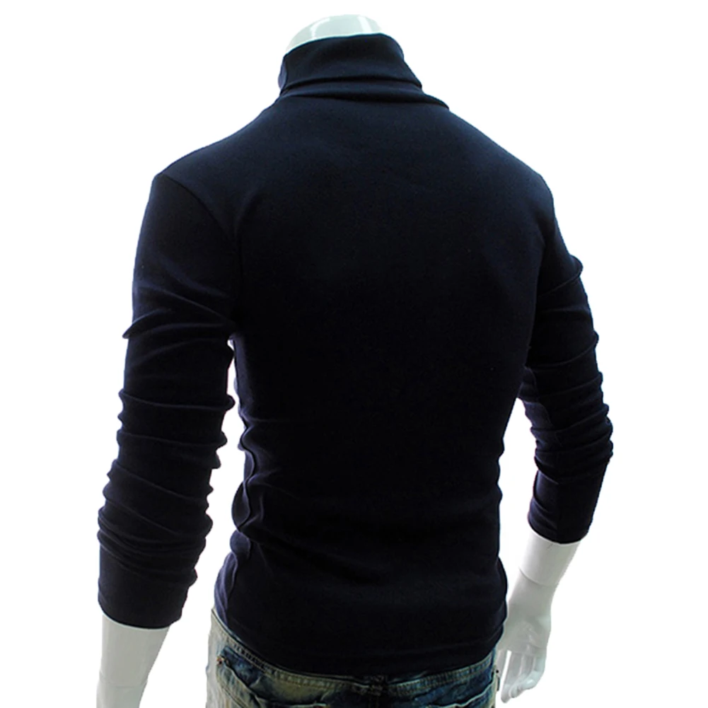 Осенний мужской Однотонный свитер с высоким воротом и длинными рукавами тонкий