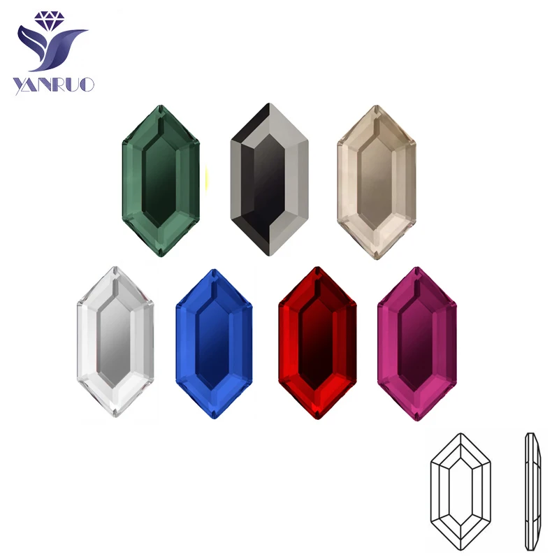 

Удлиненные шестигранные Стразы для ногтей, 4 х8 мм, новый стиль, красочные стеклянные кристаллы с плоской задней стороной, используется для у...