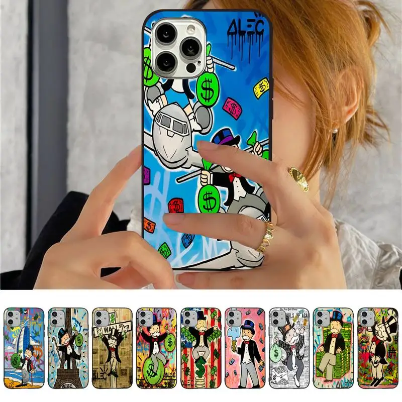 

Dollar Alec Monopoly Phone Case For iPhone 13 11 8 7 6 6S Plus X XS MAX 5 5S SE 2020 XR 11 pro DIY Funda