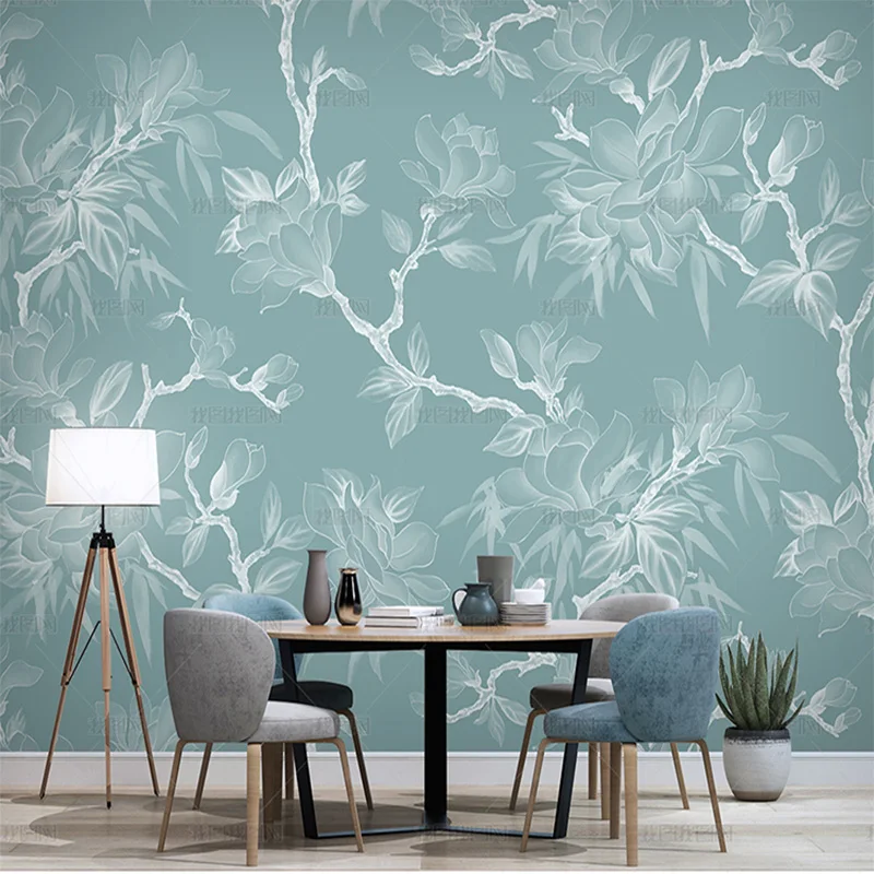 Новые свежие обои 3D в китайском стиле с цветами магнолии маленькие простые для