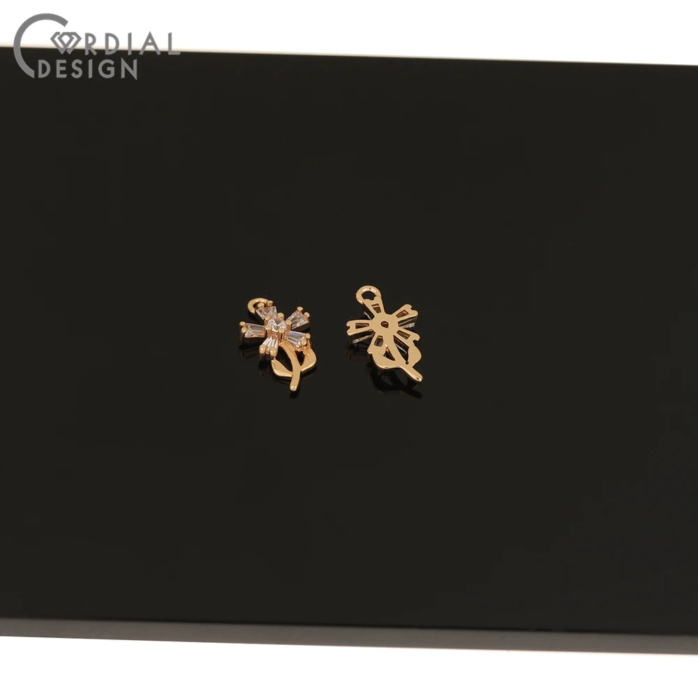 

Cordial Design 50Pcs 8*14MM Earrings Findings & Components/CZ Charms/Flower Shape/Hand Made/DIY Jewelry Accessories/Pendant