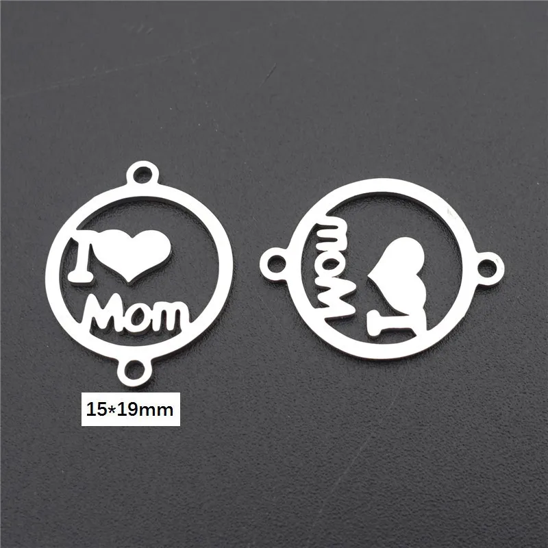 I love mom День матери серия Gravida Мама Дети нержавеющая сталь разъемы 2 петли Diy Изготовление ювелирных изделий 5 шт./лот - Цвет: I love mom
