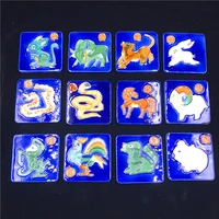 chinese zodiac refrigerator sticker ceramic tang sancai craft characteristic gifts blue glaze background color burning products