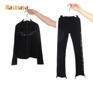 Костюмы для фигурного катания, куртка и штаны, длинные брюки для девочек, женские тренировочные костюмы для патинажа, катания на коньках, гимнастики с карманами AB