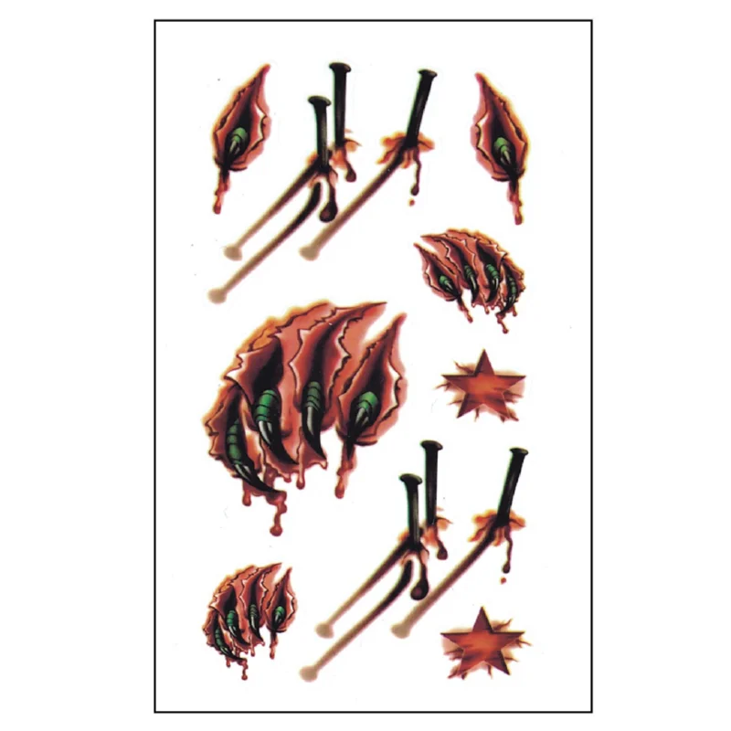 Татуировка на Хэллоуин с зомби шрамами искусственная кусочка кровавый макияж