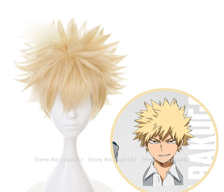 Мой Boku No Hero Академия парик аниме Bakugou Katsuki короткие волосы школьная форма костюм