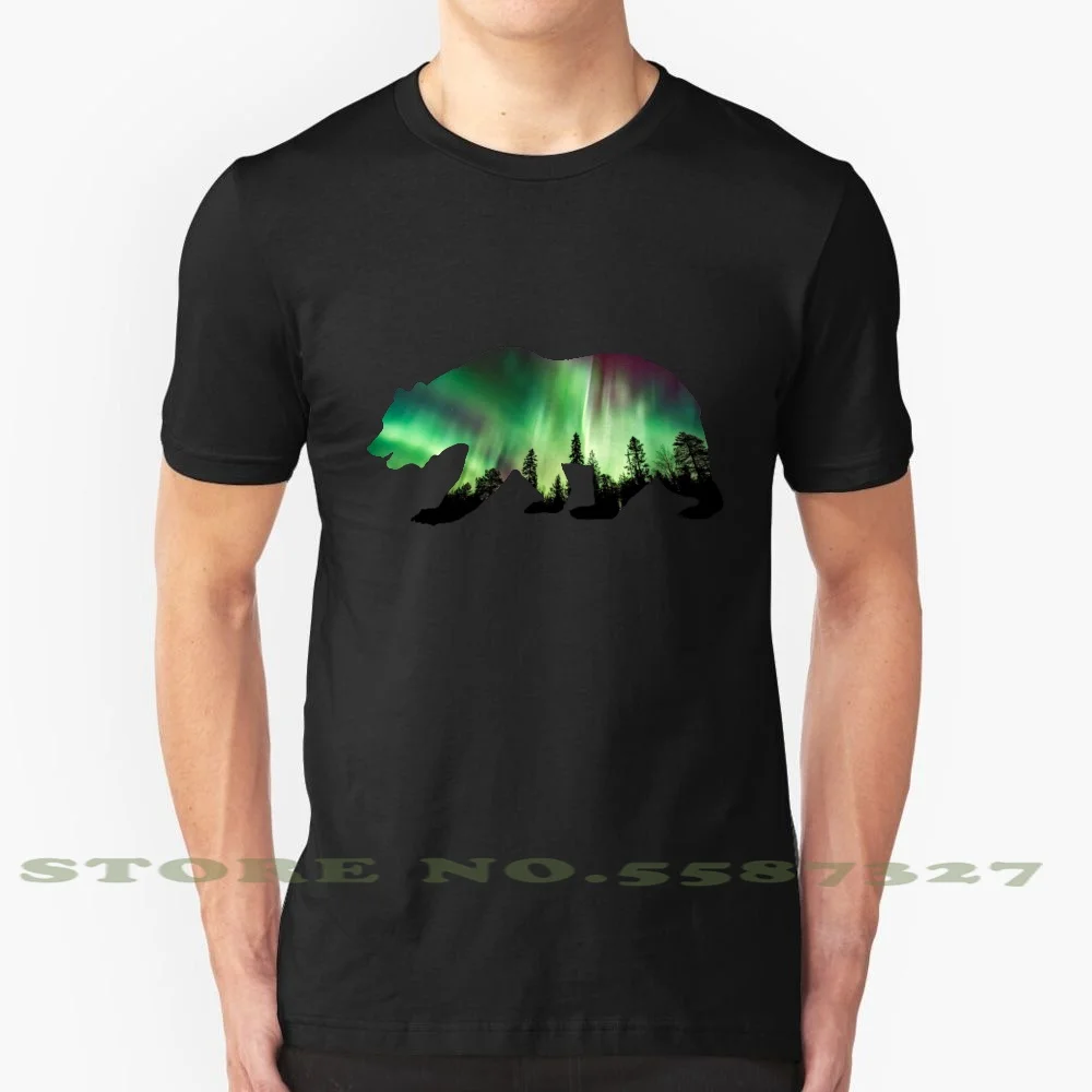 

California Republic Bear Aurora Borealis Cool Design Trendy T-Shirt Tee Northern Lights Aurora Borealis California Bear Cali
