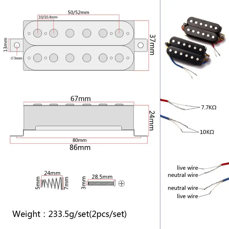 

Guitar Pickup Humbucker Neck and Bridge for 6 String