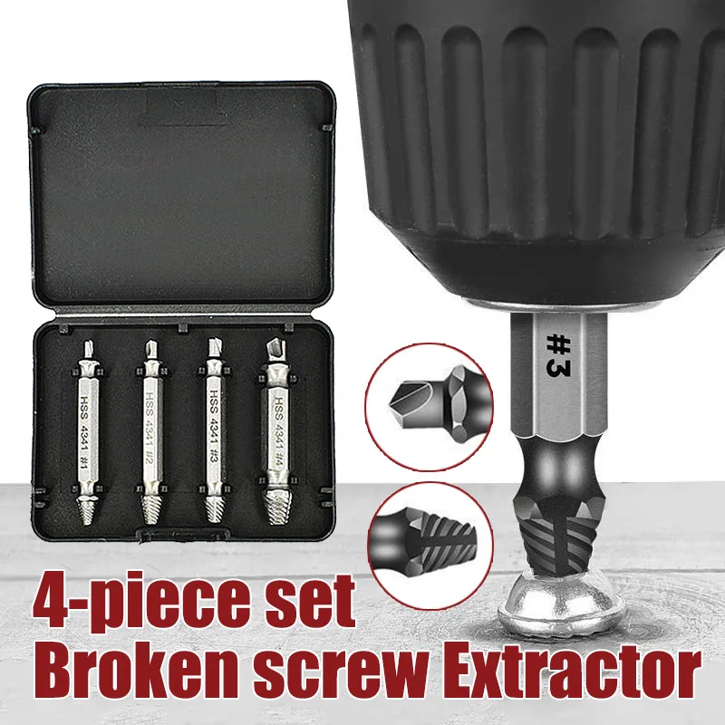 

Screw Extractor HHS Double Ended Screw Tool Kit Extractor Damaged Drill Bit Screwdriver Set Broken Tool Sets Bolt Extractor