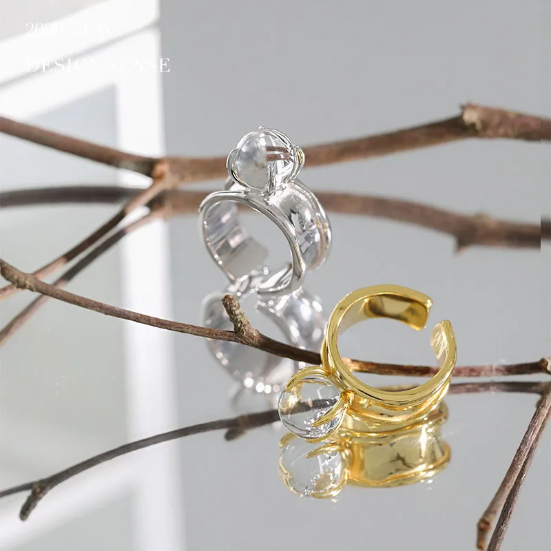 

YPAY 100% Genuine 925 Sterling Silver Open Rings for Women Korea INS Jewelry YMR1149