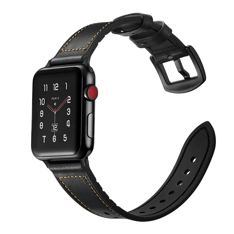 leather watch strap for apple series 5 4 3 2 1 Bands 38 42 40mm 44mm Band bands iwatch watchband bracelet wrist | Наручные часы